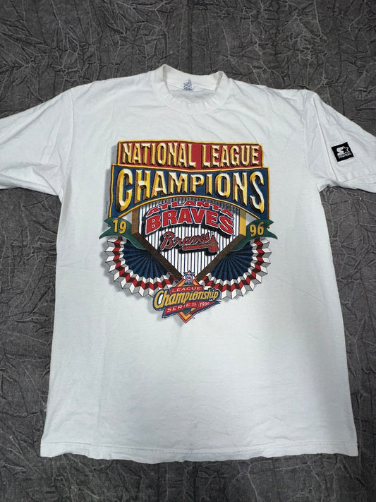 Vintage Atlanta Braves League Championship Series Shirt 1996 Starter Size Large Made USA