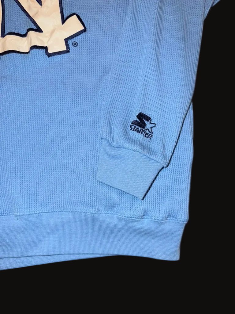 University of North Carolina Chapel Hill Tar Heels Starter Waffle Knit 1/4 Zip Sweater XL Blue Tar Heels