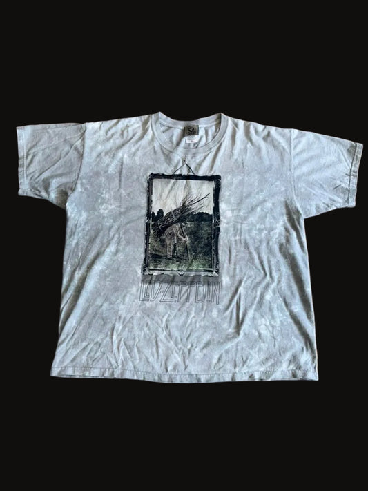 Led Zepplin IV Liquid Blue Tie Dye Man with Sticks XL Grey