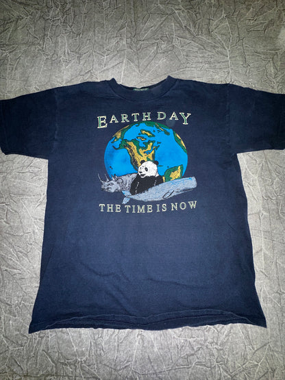 VIntage Earth Day "The Time Is Now" Nature Art Shirt Size Large American Eagle Outfitter