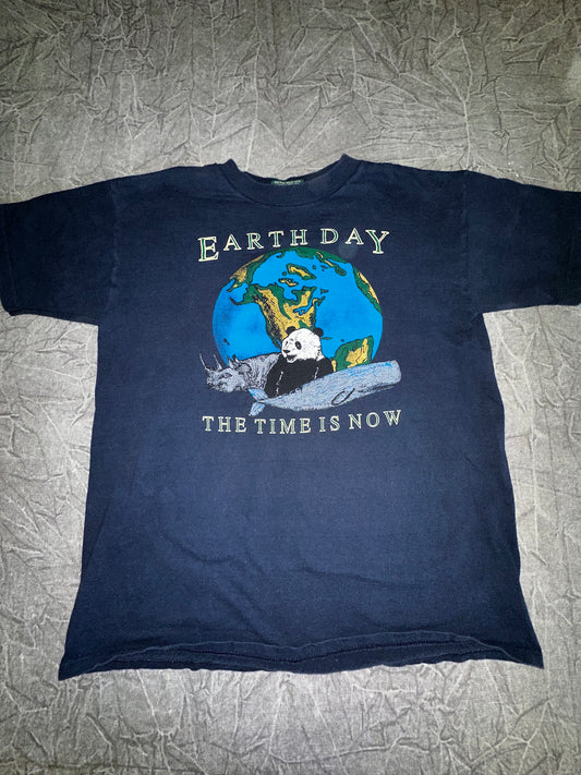 VIntage Earth Day "The Time Is Now" Nature Art Shirt Size Large American Eagle Outfitter