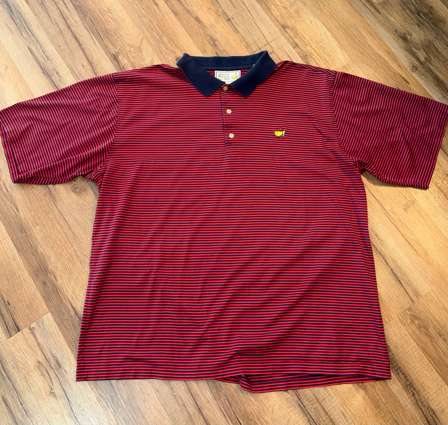 Vintage Masters Collection Golf Tournament Red Polo Navy Stripes XL