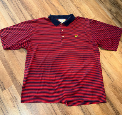 Vintage Masters Collection Golf Tournament Red Polo Navy Stripes XL