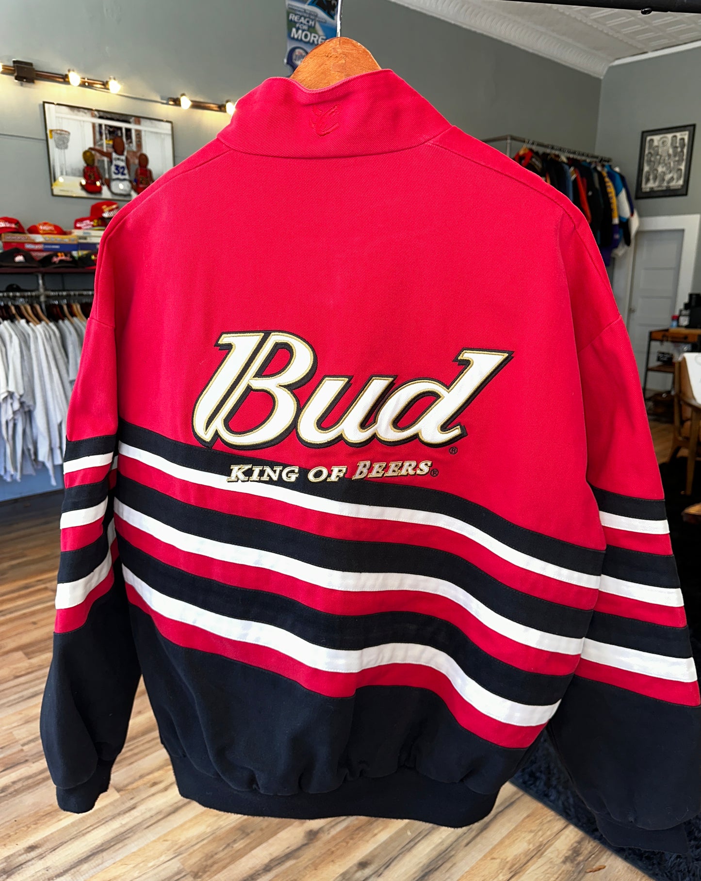 Vintage Dale Earnhardt Jr Bud King of Beers NASCAR Jacket Chase Authentics Large