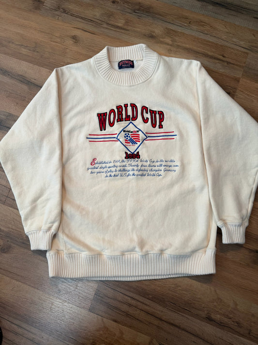 Nutmeg Mills World Cup 1994 USA Embroidered Sweater, Size Large
