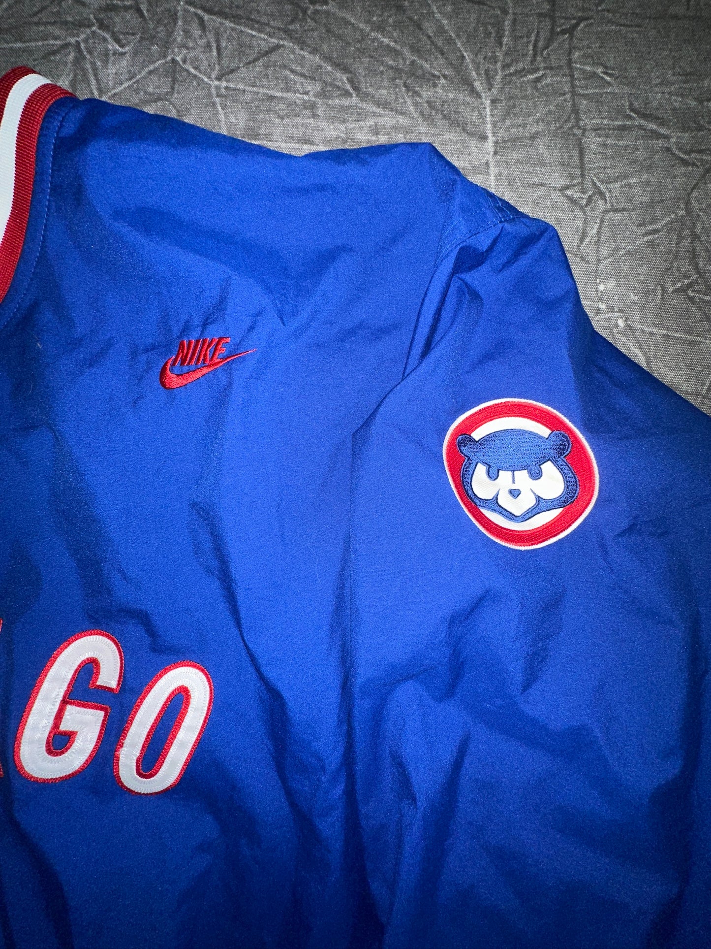 Y2K Chicago Cubs Nike Spellout Windbreaker Size XL Cooperstown Collection MLB Baseball