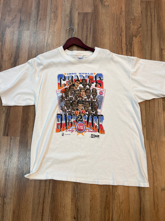 1990 Detroit Pistons Champions Tshirt, Size XXL