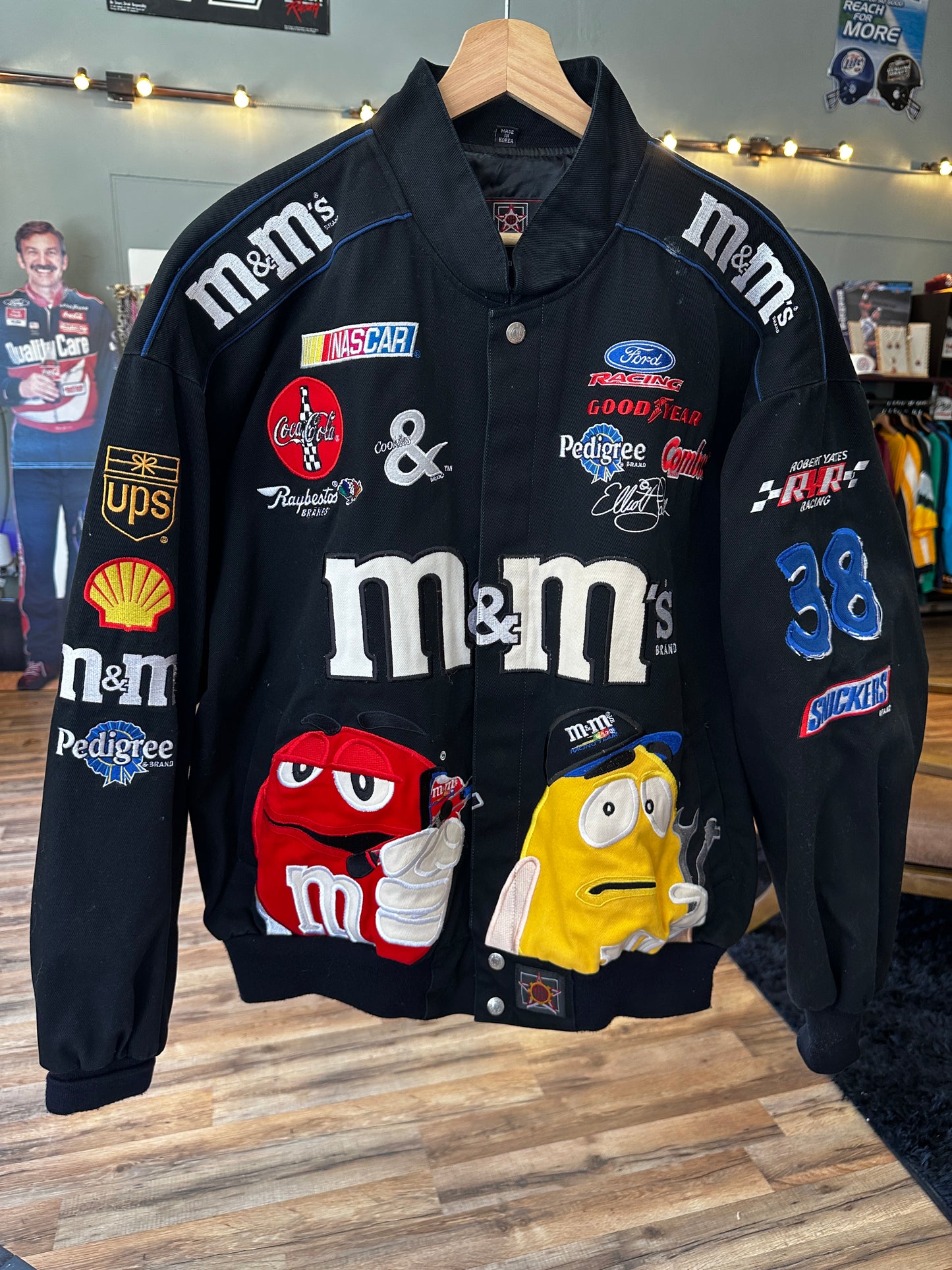 Vintage #38 Elliot Sadler M&M NASCAR Jacket Jeff Hamilton XL
