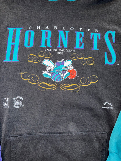 1988 Charlotte Hornets Inaugural Year Hoodie Nutmeg Mills XL Black