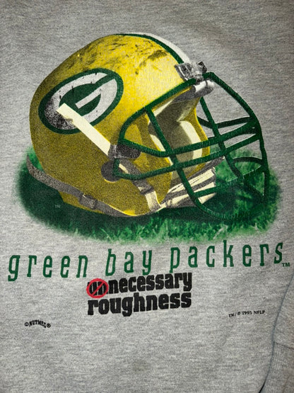 1995 Green Bay Packers Necessary Roughness Lee Sports Crewneck Sweater XL Grey