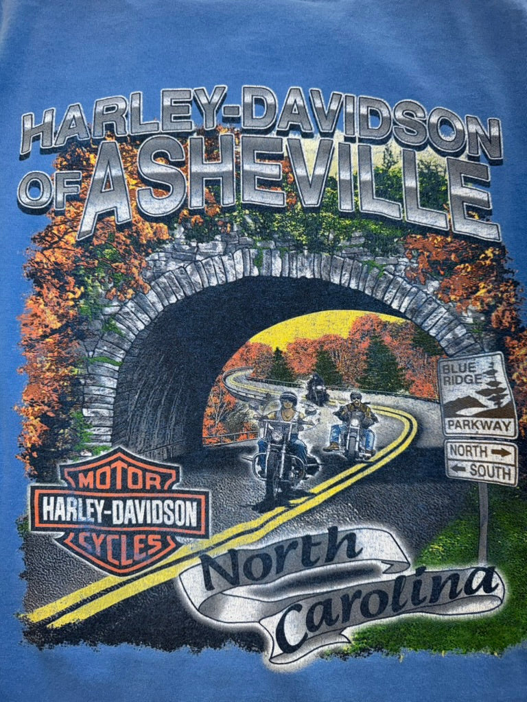 Harley-Davidson Asheville NC Shirt Blue Ridge Parkway XL Blue