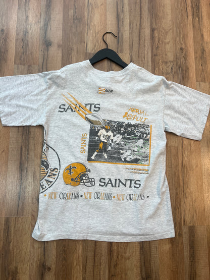 90s New Orleans Saints Aerial Assault Salem Sports AOP Tshirt, Size Large