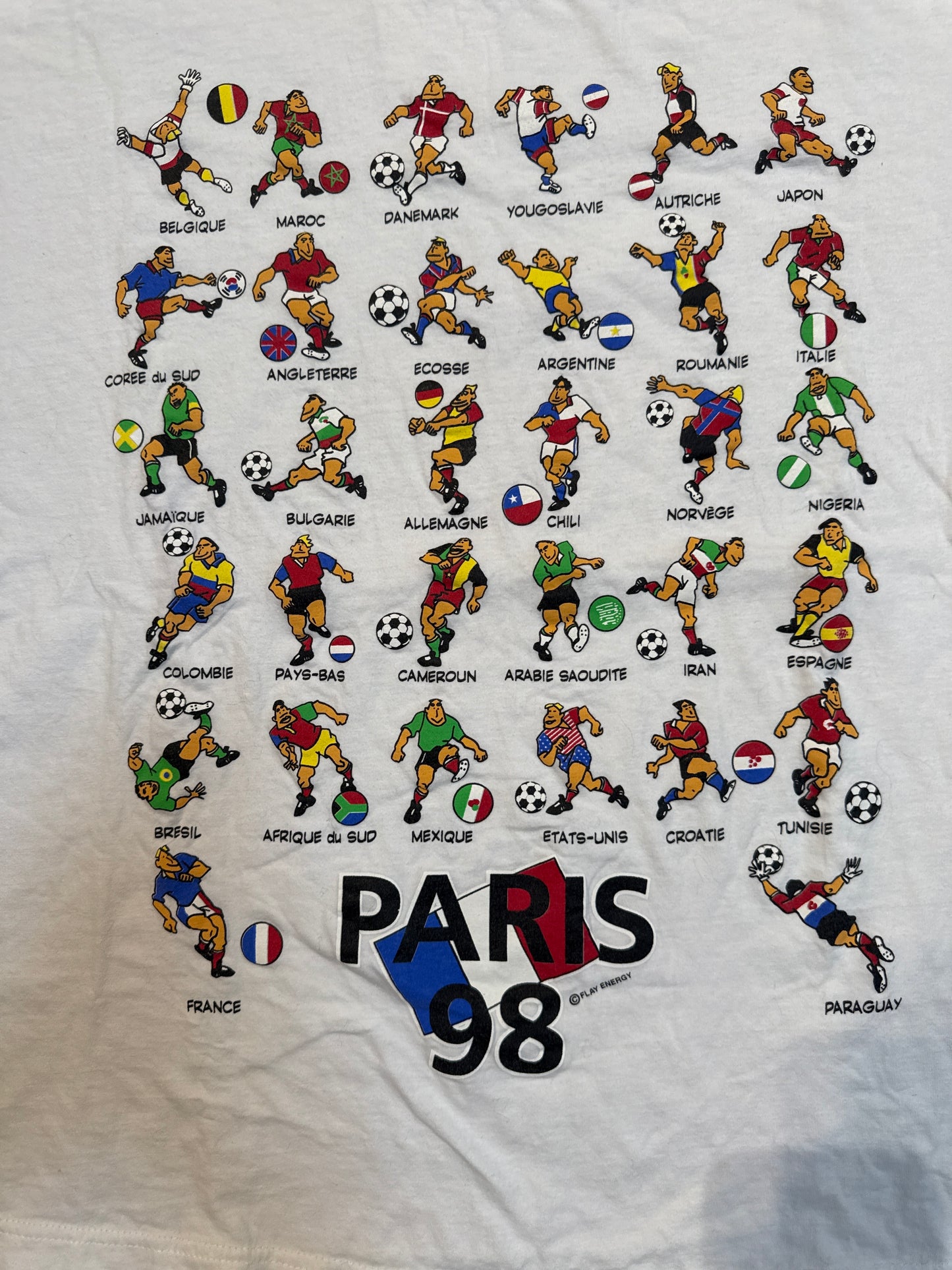 1998 FIFA France World Cup Countries Tshirt, Size XL
