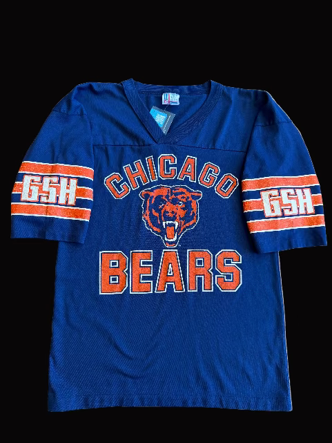 80s Chicago Bears Shirt Jersey Navy Garan Brand Small