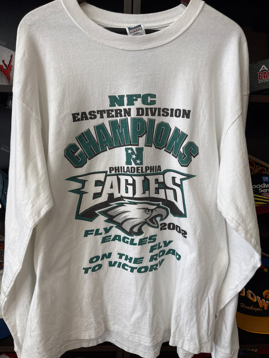 2002 NFL Philadelphia Eagles NFC Division Champs Long Sleeve Tshirt, Size XL