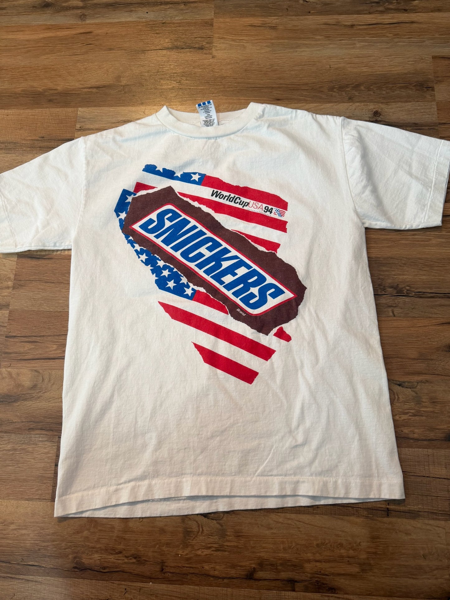 Adidas Snickers Promo 1994 FIFA World Cup Soccer Tshirt, Size Adult Small