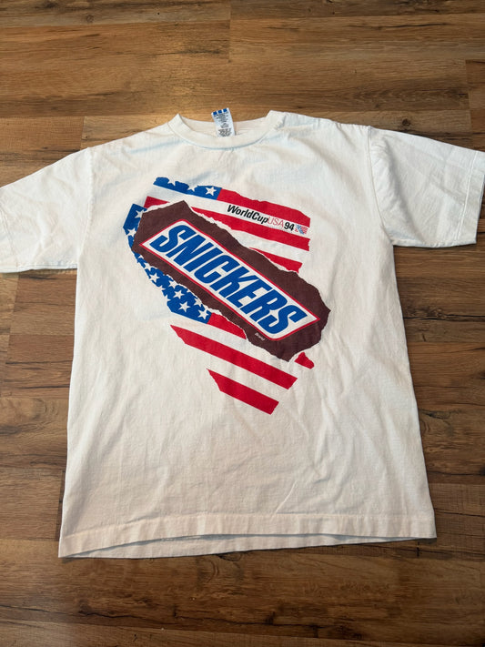 Adidas Snickers Promo 1994 FIFA World Cup Soccer Tshirt, Size Adult Small