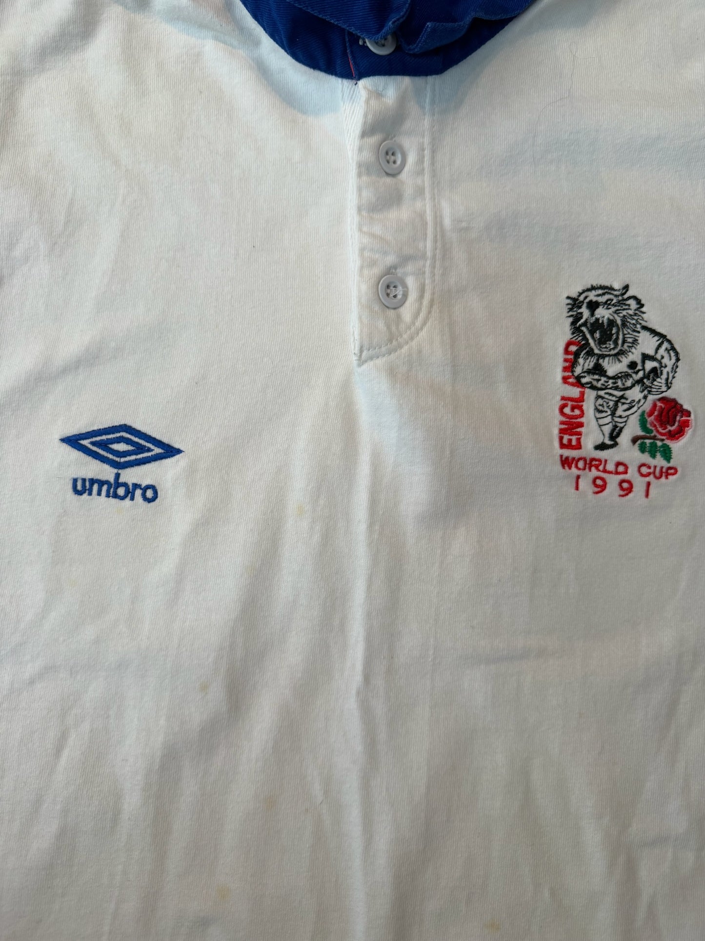 Vintage 1991 Umbro England World Cup Rugby Polo, Size Large