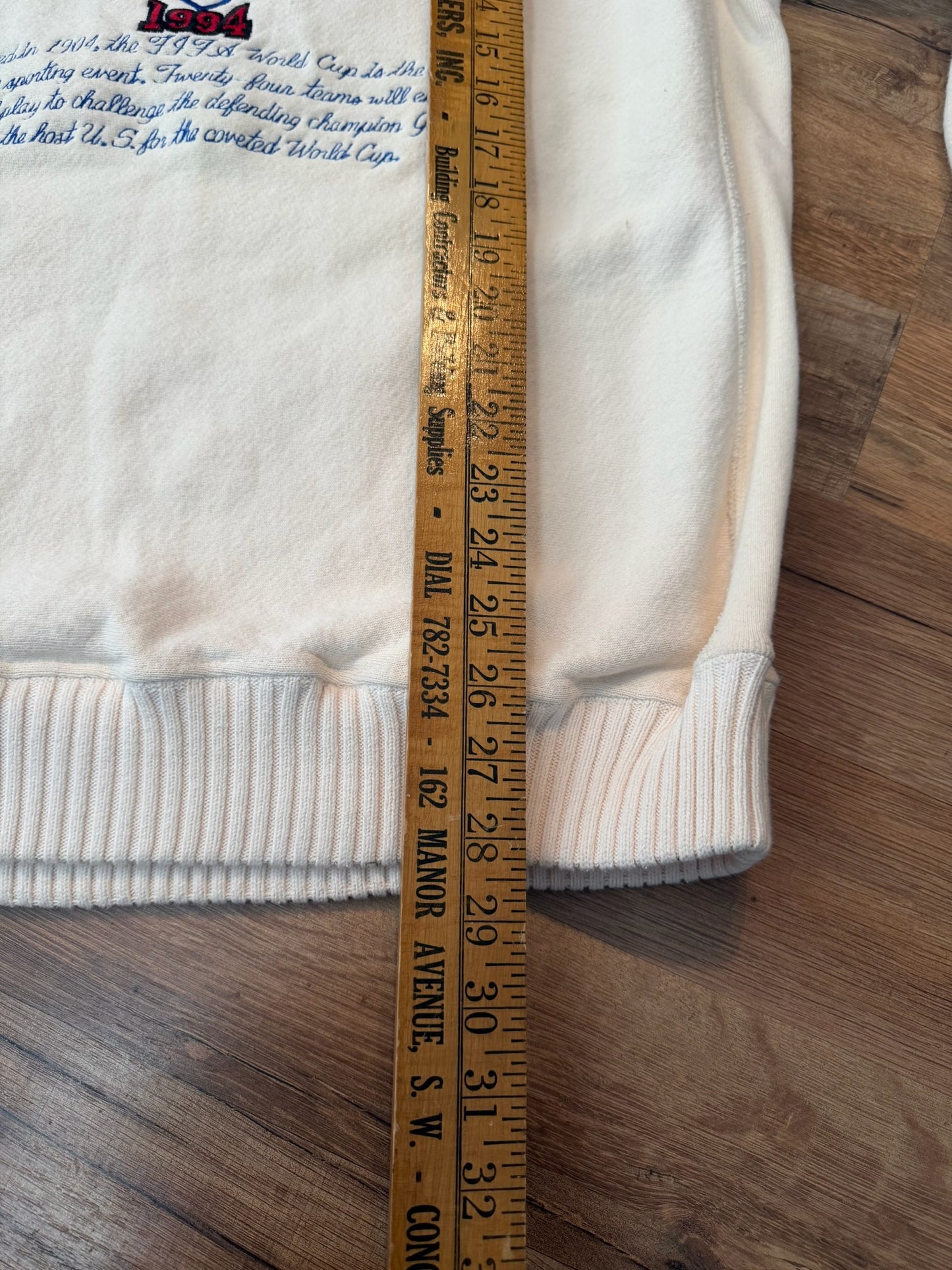 Nutmeg Mills World Cup 1994 USA Embroidered Sweater, Size Large