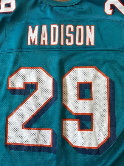 Vintage Nike Team Sam Madison Dolphins NFL Teal Jersey 2XL #29