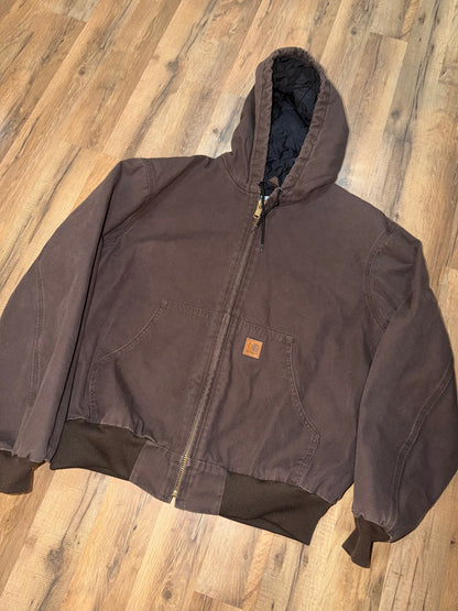 Carhartt Brown Hooded jacket Size Large J280