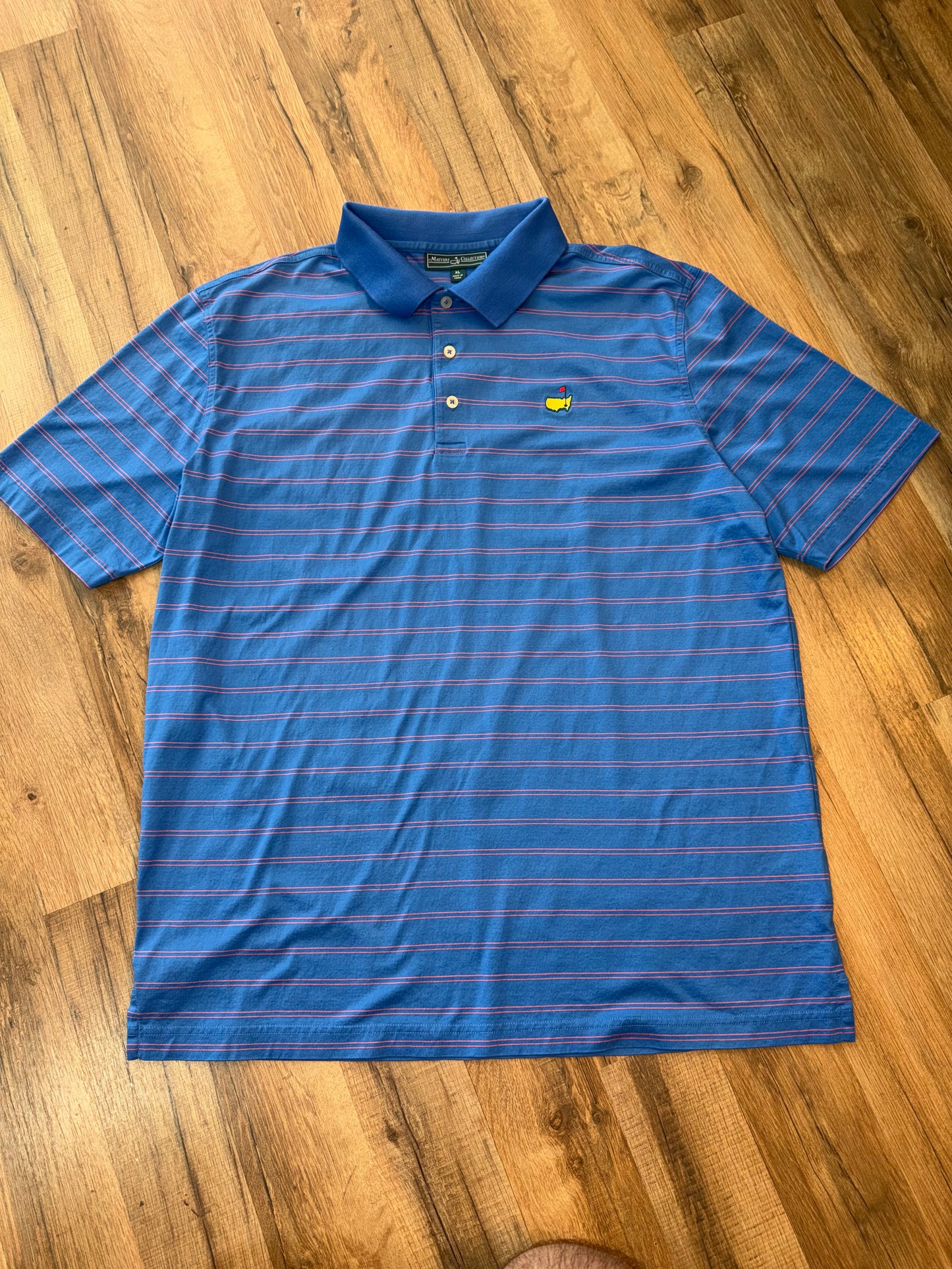 Vintage Masters Collection Golf Tournament Blue Polo Red Stripe XL