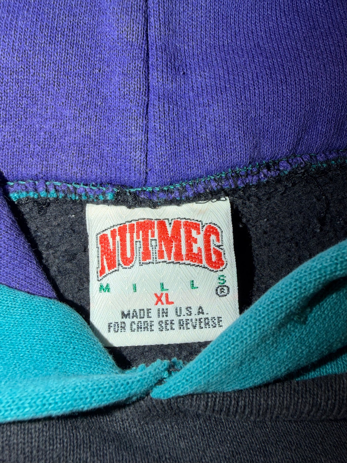 1988 Charlotte Hornets Inaugural Year Hoodie Nutmeg Mills XL Black