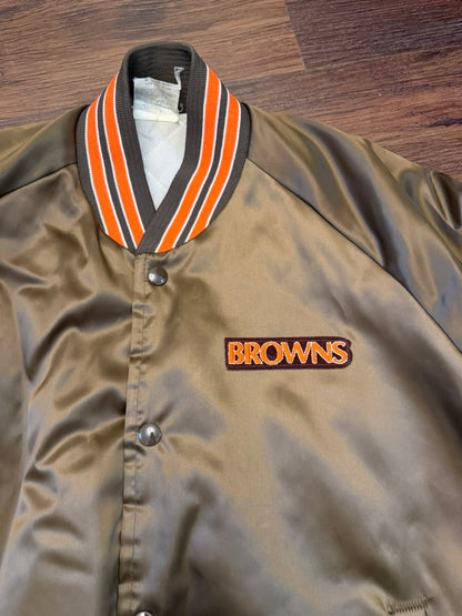 Vintage Cleveland Browns Chalk Line Bomber Jacket Brown Medium