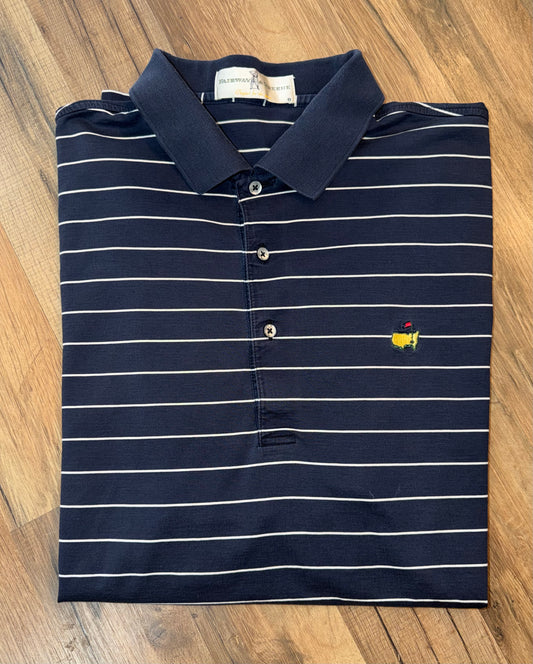 Vintage Masters Collection Golf Tournament Navy Polo with White Stripes XL