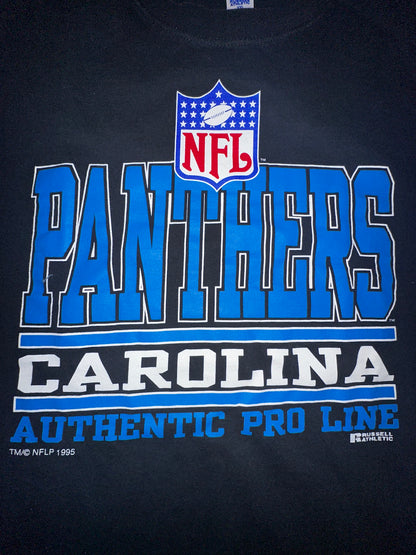 Vintage 1995 Carolina Panthers Authentic Pro Line Shirt Black Size XXL Russell NFL Football Charlotte NC