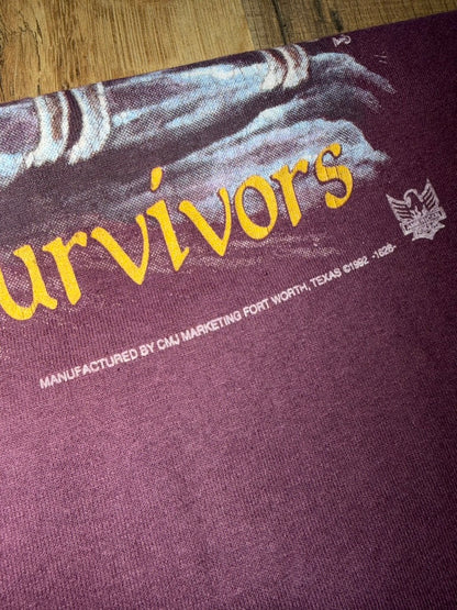 1992 3D Emblem Nature Biker Survivors Harley Tee Large Purple