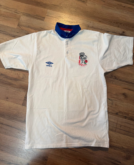 Vintage 1991 Umbro England World Cup Rugby Polo, Size Large