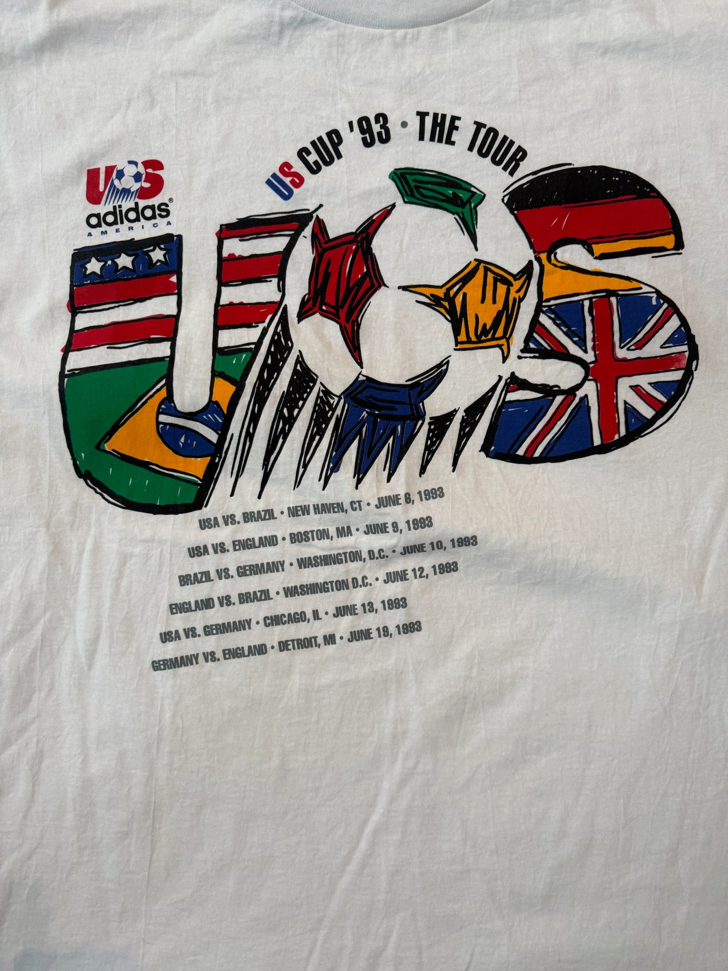 Adidas USA US Cup Tour 1993 Tshirt, Size XL