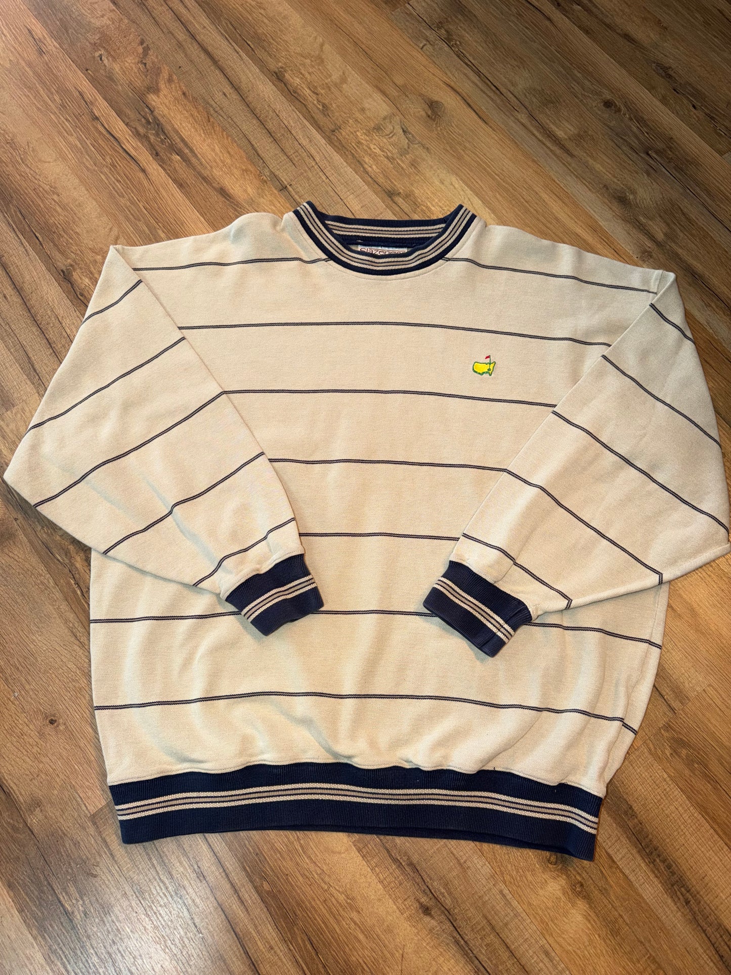 Vintage Masters Collection Golf Tournament Brown with Navy Stripes Sweater XL / XXL