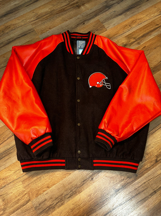 Vintage Cleveland Browns Game Day Bomber Jacket Brown/Orange 2xl