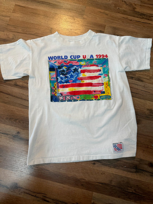 Vintage Peter Max Salem Sports 1994 World Cup Art Tshirt, Size Medium