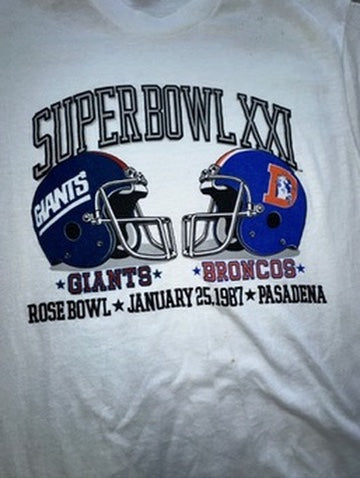 Vintage 1987 Superbowl Giants v Broncos Rose Bowl Pasadena Mens Large