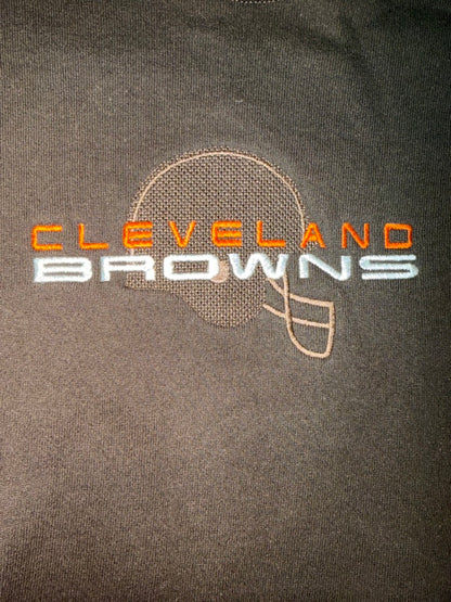 Cleveland Browns Crewneck Sweater XL Brown Embroidered