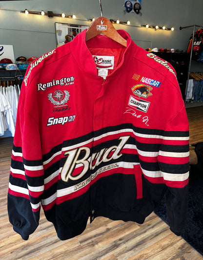 Vintage Dale Earnhardt Jr Bud King of Beers NASCAR Jacket Chase Authentics Large