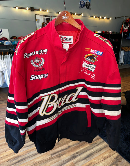 Vintage Dale Earnhardt Jr Bud King of Beers NASCAR Jacket Chase Authentics Large