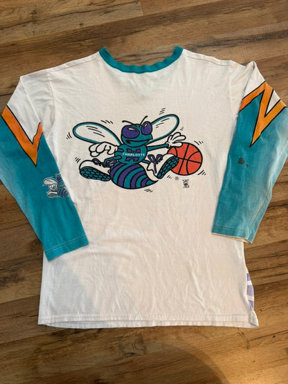 1995 Charlotte Hornets Long Sleeve V-Neck Sportonics Shirt Medium
