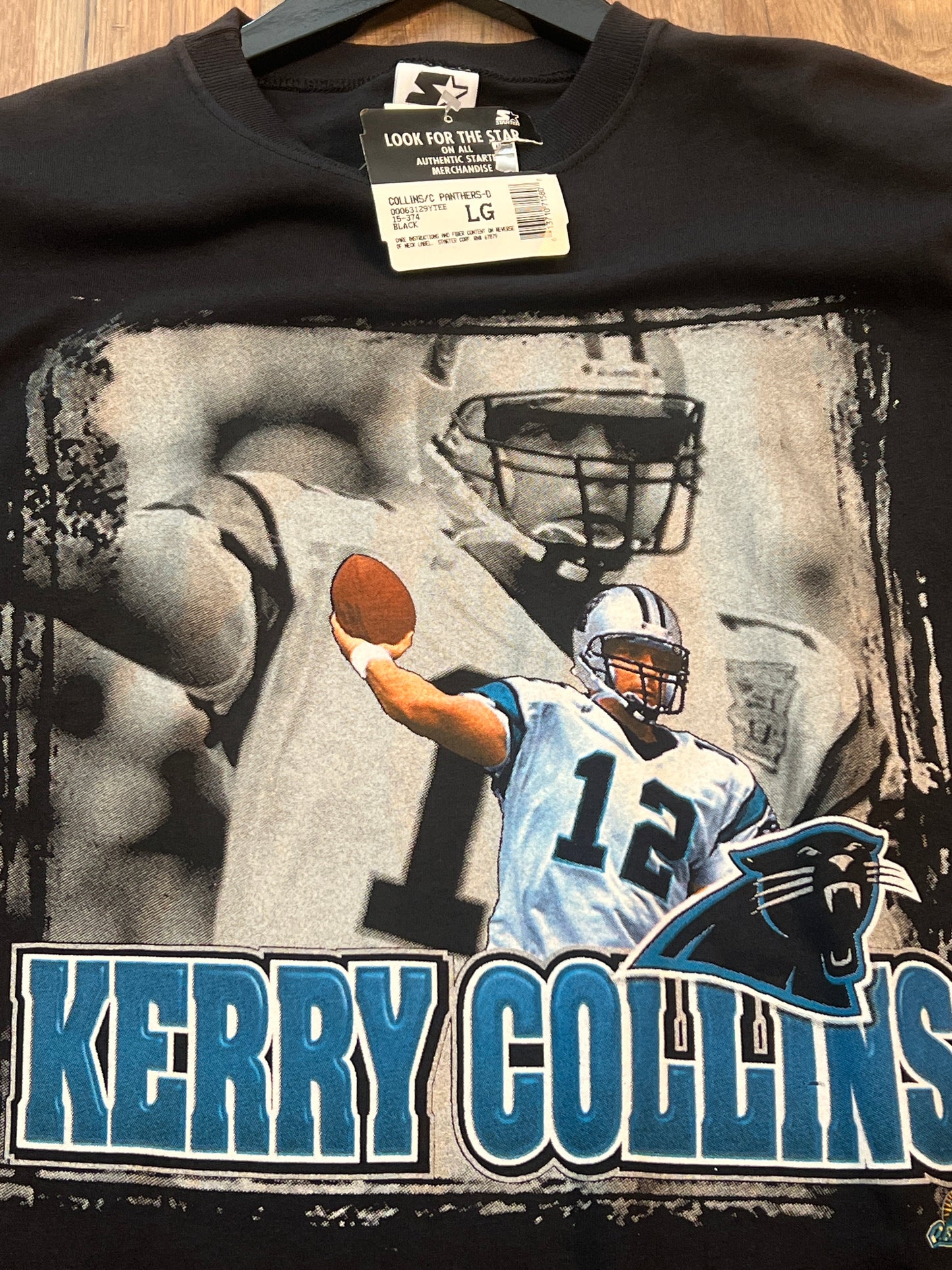 90s Carolina Panthers Kerry Collins Tshirt, Size Kids Large