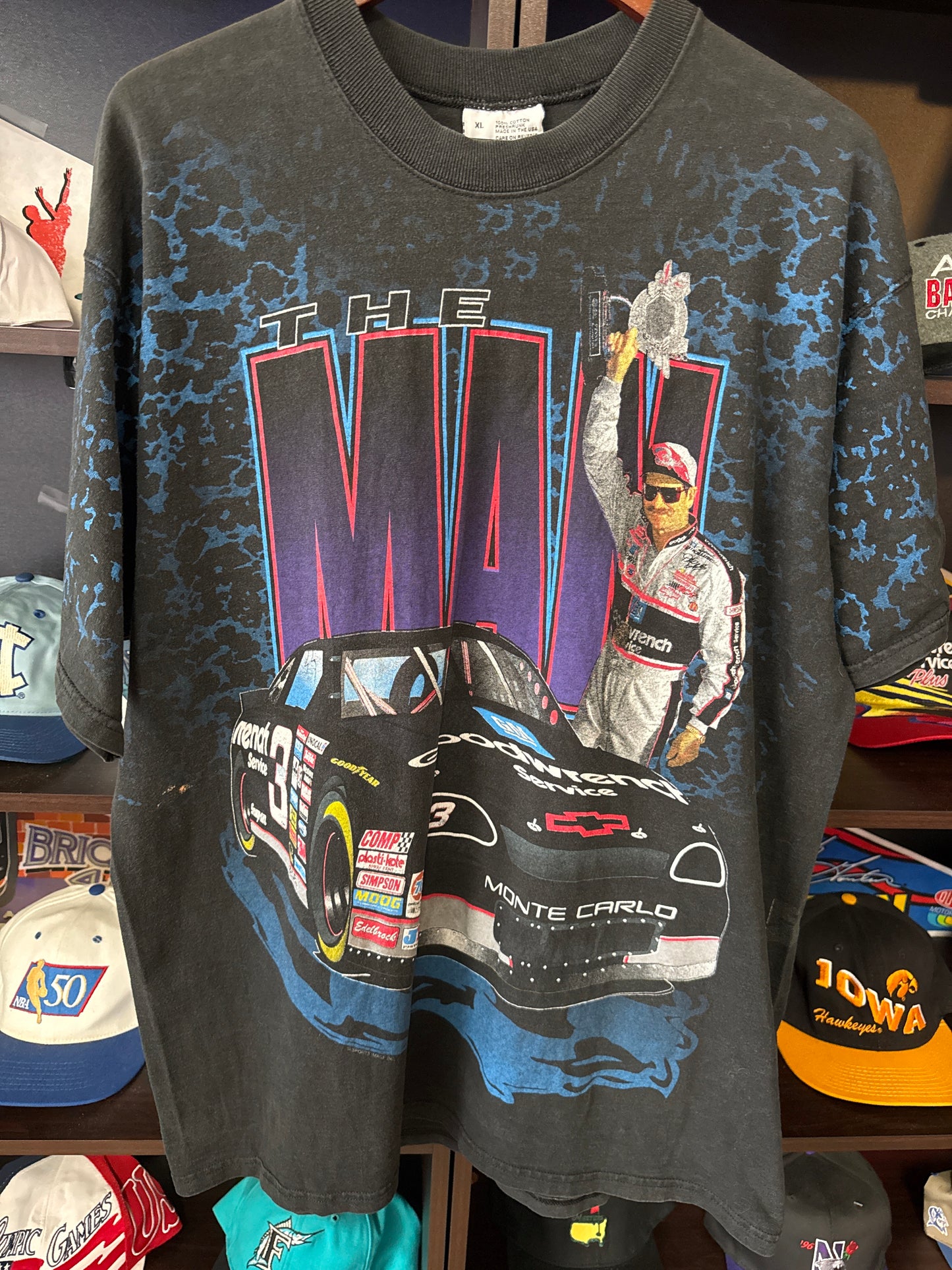 90s Dale Earnhardt “The Man” NASCAR AOP Tshirt, Size XL