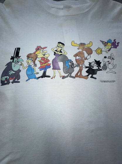 Vintage 1993 Rocky and Bullwinkle and Friends Wrap Around Shirt Size L