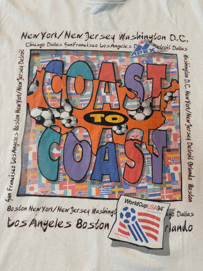 APEX ONE Coast to Coast Reverse USA 1994 FIFA World Cup Soccer Tshirt, Size XL