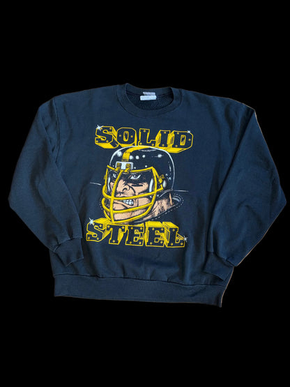 Pittsburgh Steelers Solid Steel Crewneck Sweater XL Black