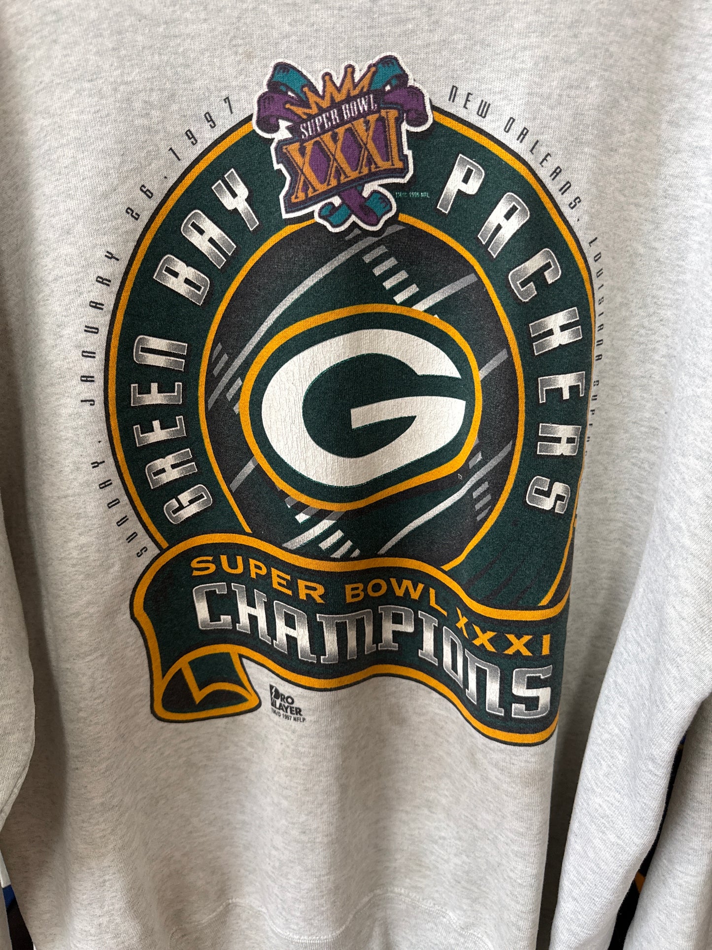 1997 Green Bay Packers Super Bowl Pro Player Crewneck, Size XXL