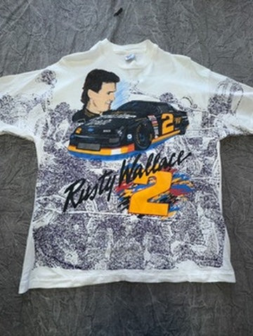 Vintage Rusty Wallace 2 AOP The Over The Wall Gang Miller Nascar XL