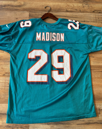 Vintage Nike Team Sam Madison Dolphins NFL Teal Jersey 2XL #29