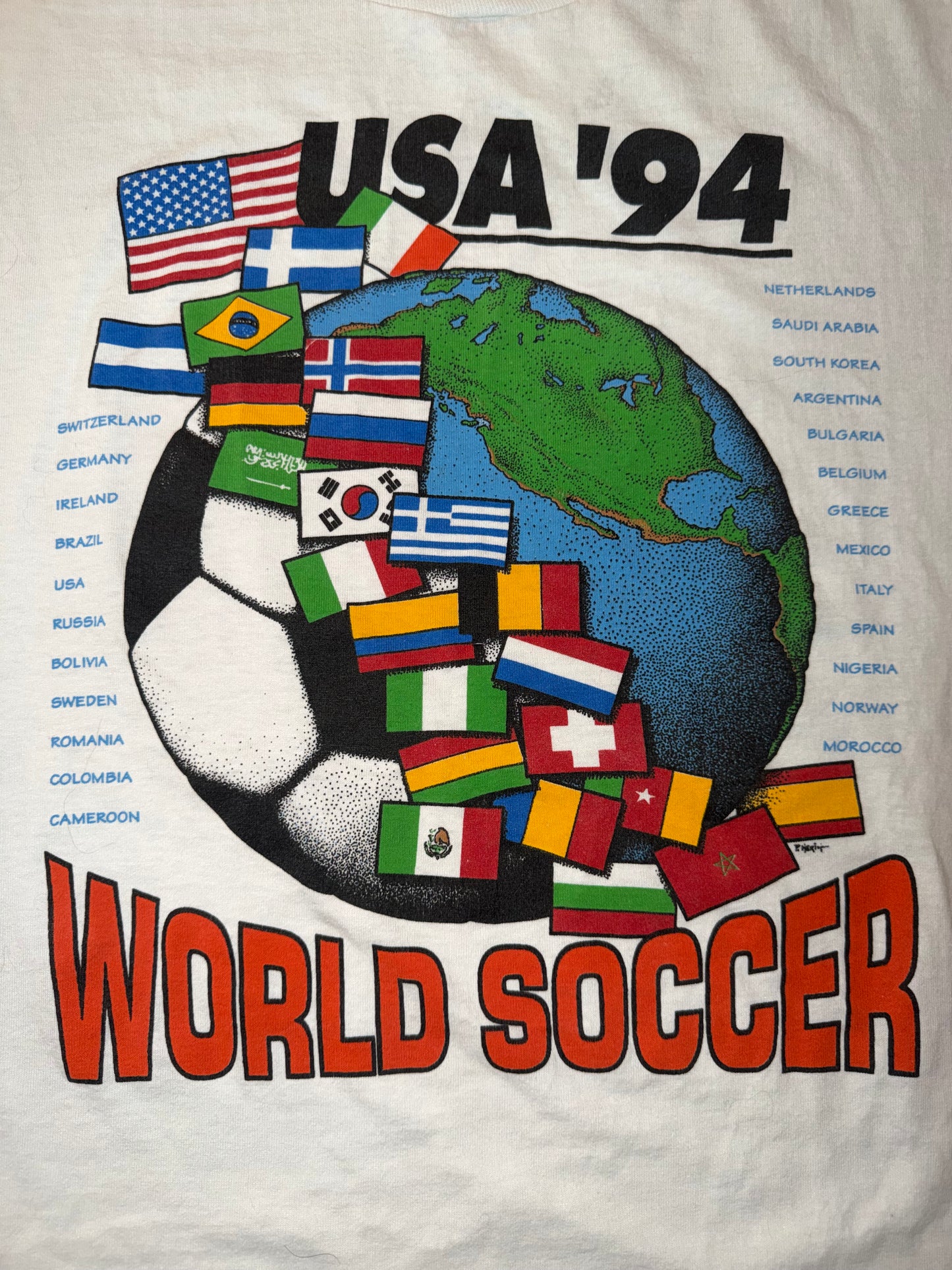 USA 1994 FIFA World Cup Soccer Tshirt Screen Stars Best, Size XL